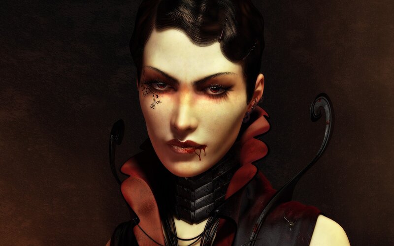 vampire woman with blood