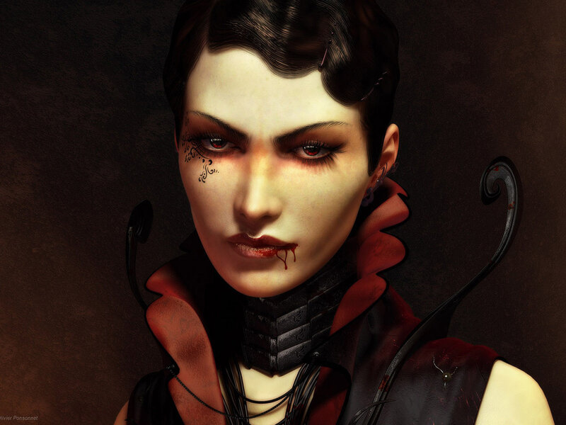 vampire woman with blood