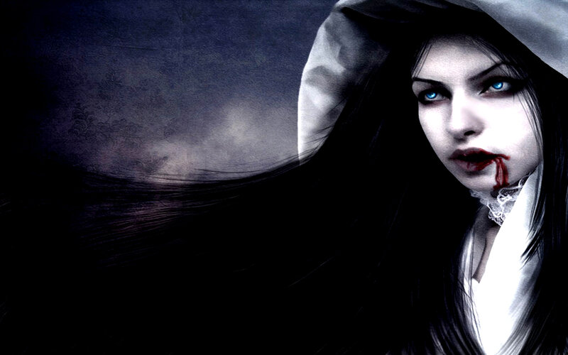 vampire woman with blood