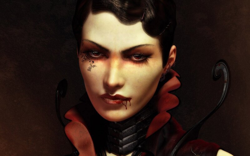 vampire woman with blood