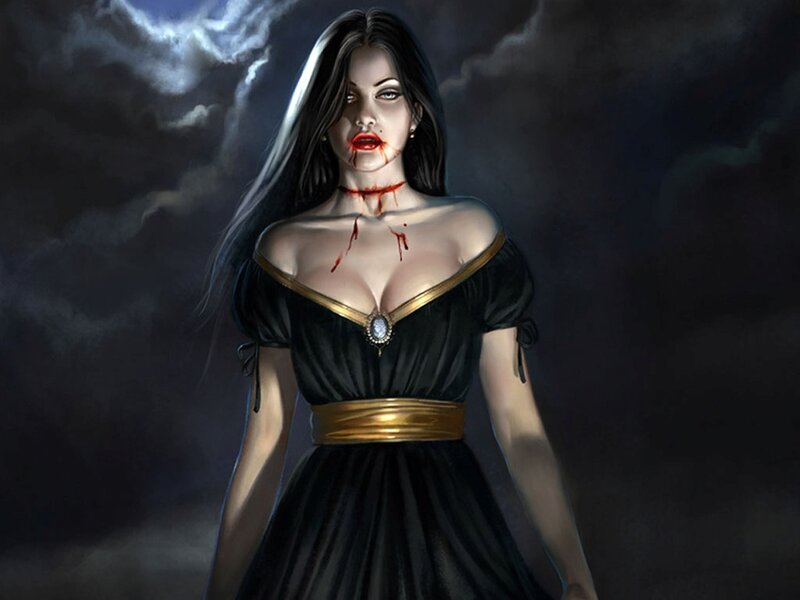 vampire woman with blood