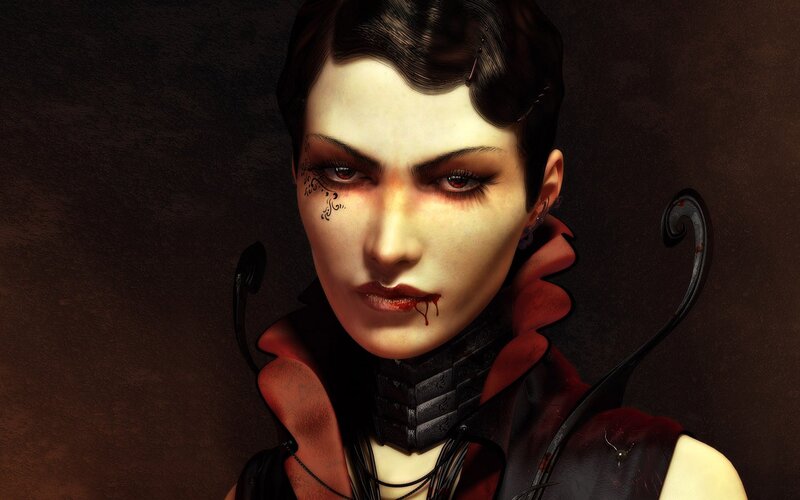 vampire woman with blood