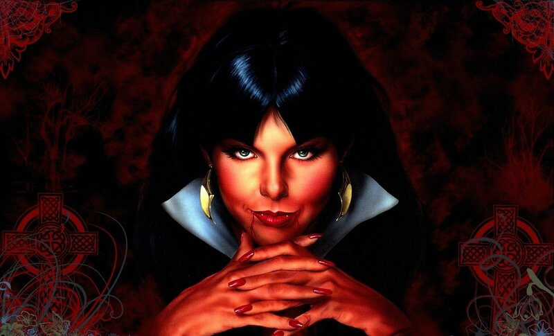 vampire woman with blood on lips