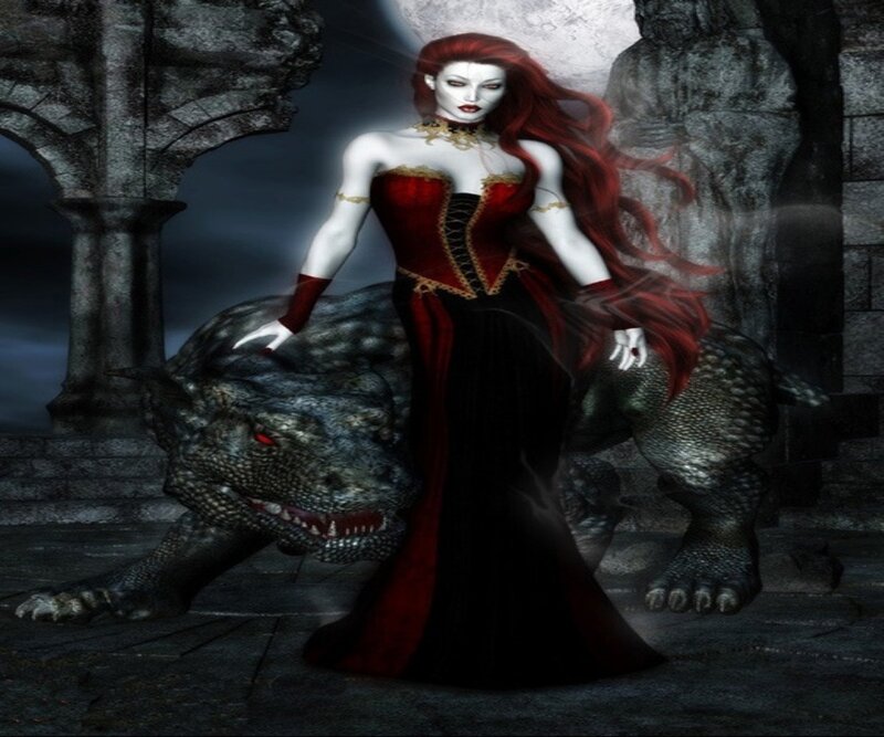 Vampire woman with dragon