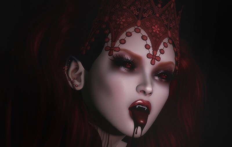 Vampire Woman with Fangs — Red, Dramatic