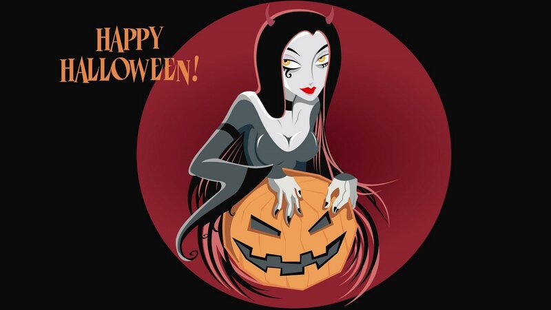 Vampire Woman with Pumpkin