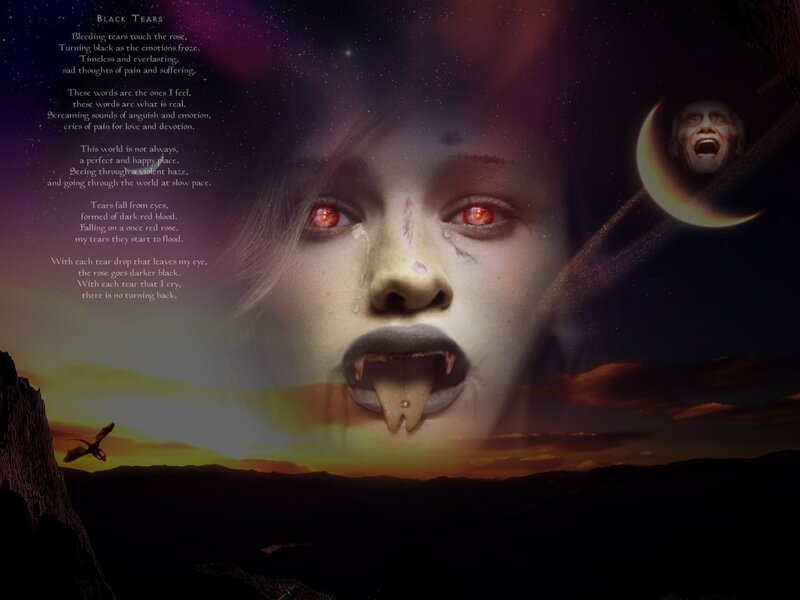 Vampire Woman with Red Eyes — Black, Dramatic