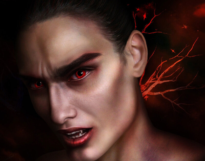 Vampire Woman with Red Eyes — Black