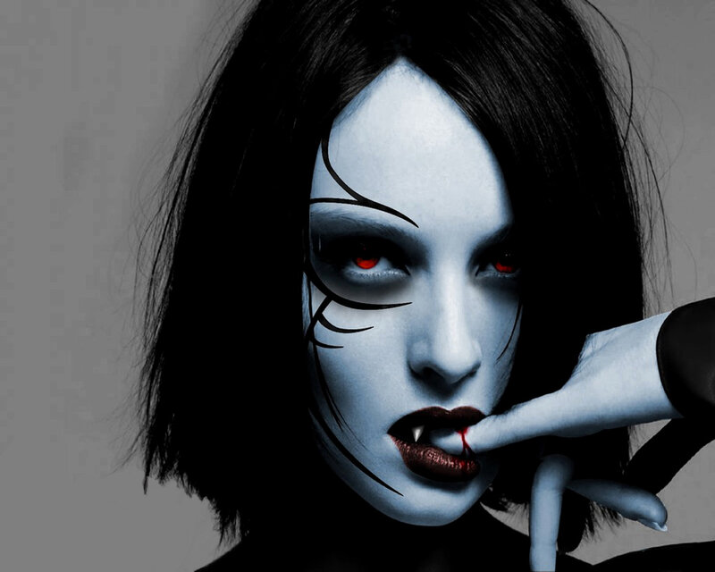 vampire woman with red eyes
