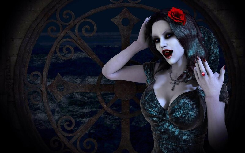 Vampire Woman with Red Rose