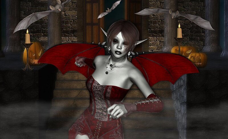 vampire woman with red wings