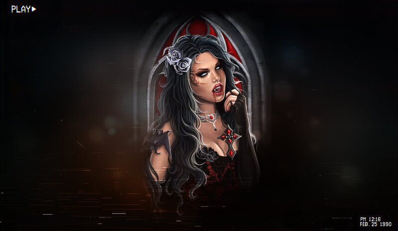 Vampire Woman with Roses — Black