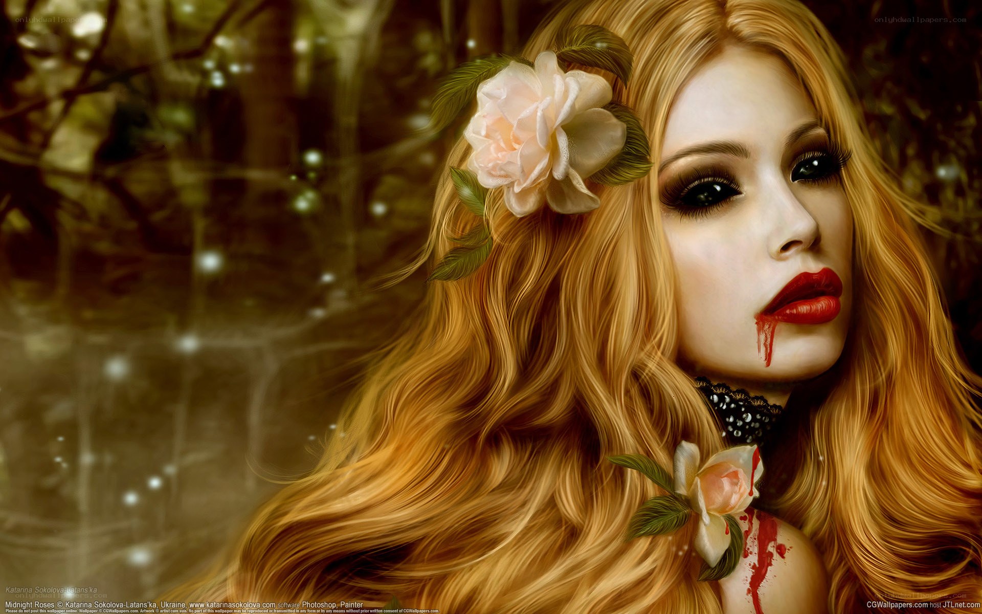 Vampire woman with roses