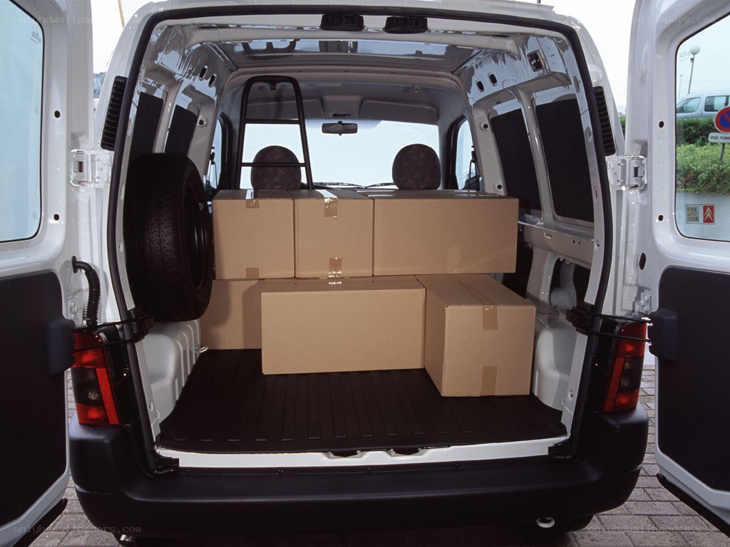 van cargo area with boxes