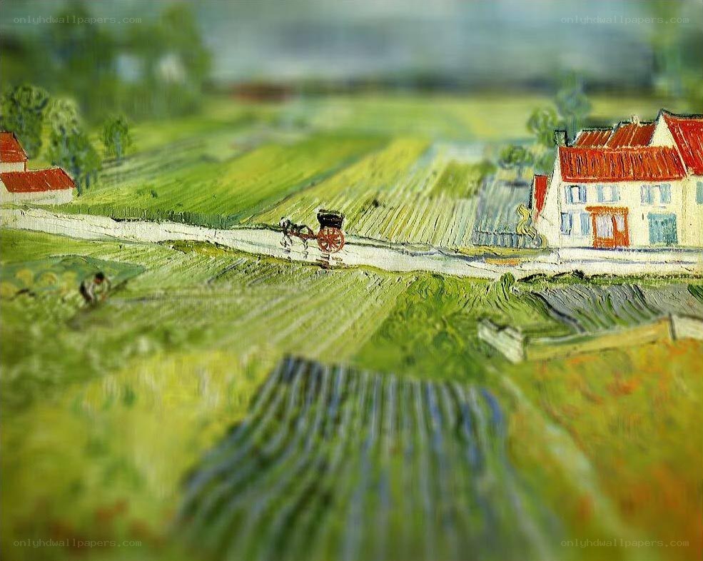 Van Gogh-style rural landscape