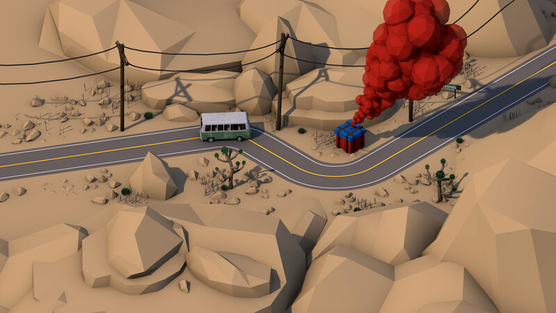 Van on Desert Road