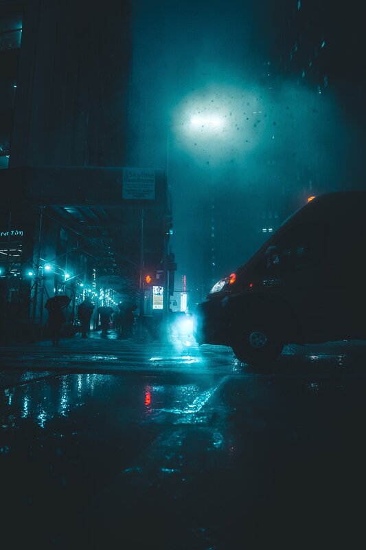 Van on Wet Street