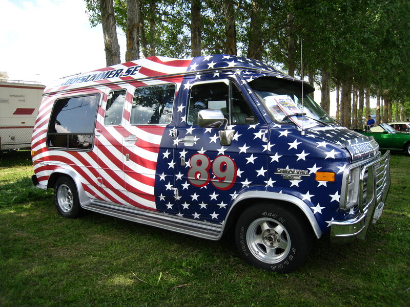 Van with American Flag Design