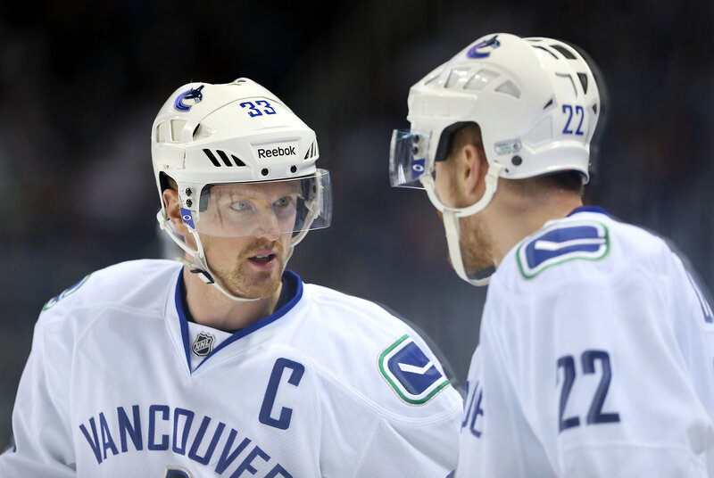 Vancouver Canucks players on ice