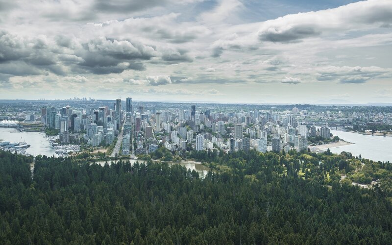 Vancouver City Skyline — Green, Overcast