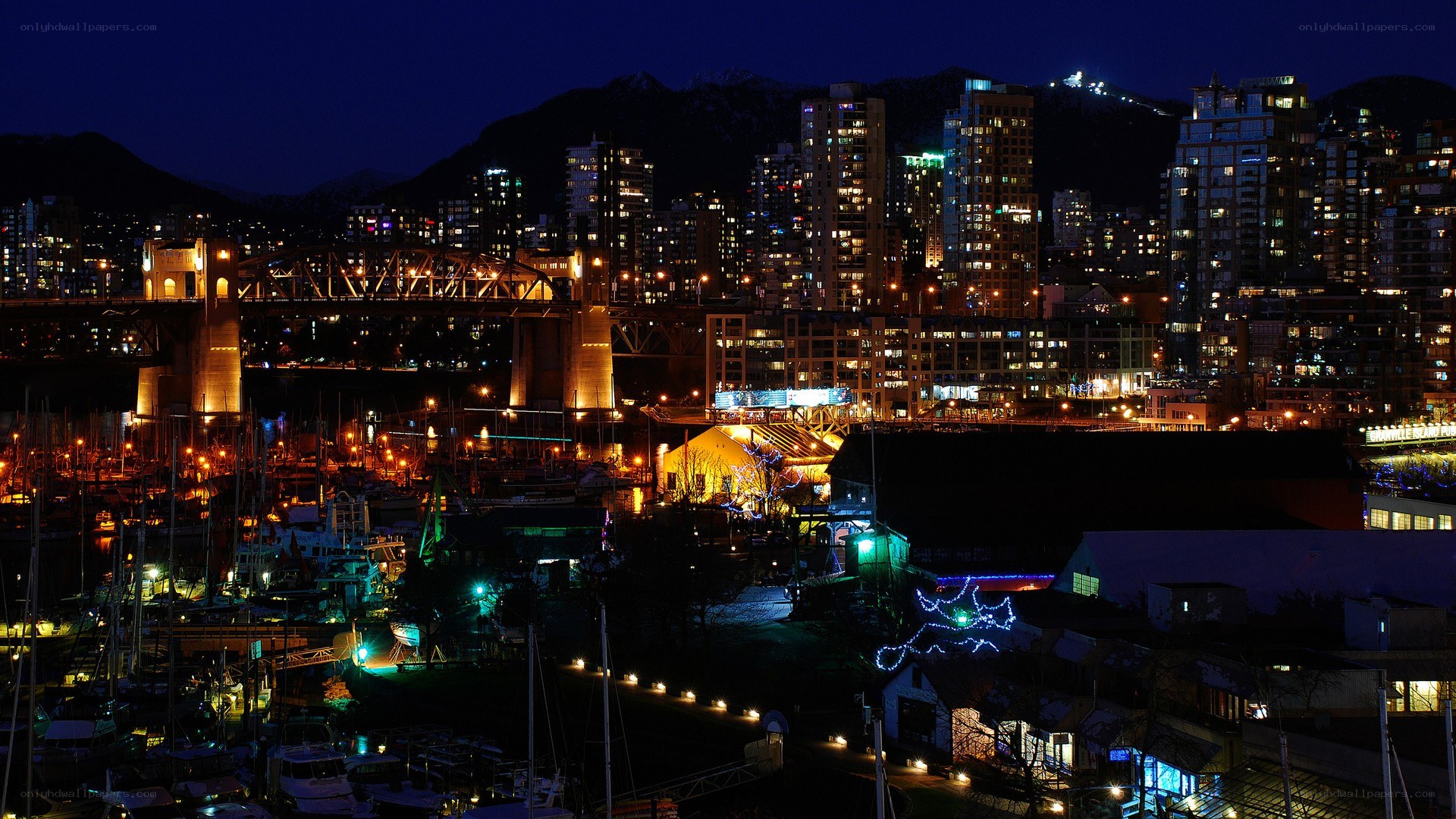 Vancouver cityscape at night