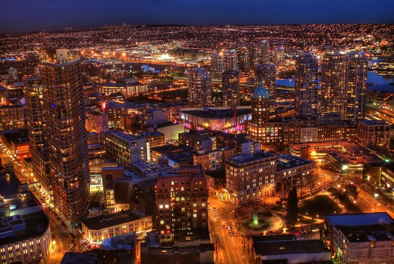Vancouver cityscape at night