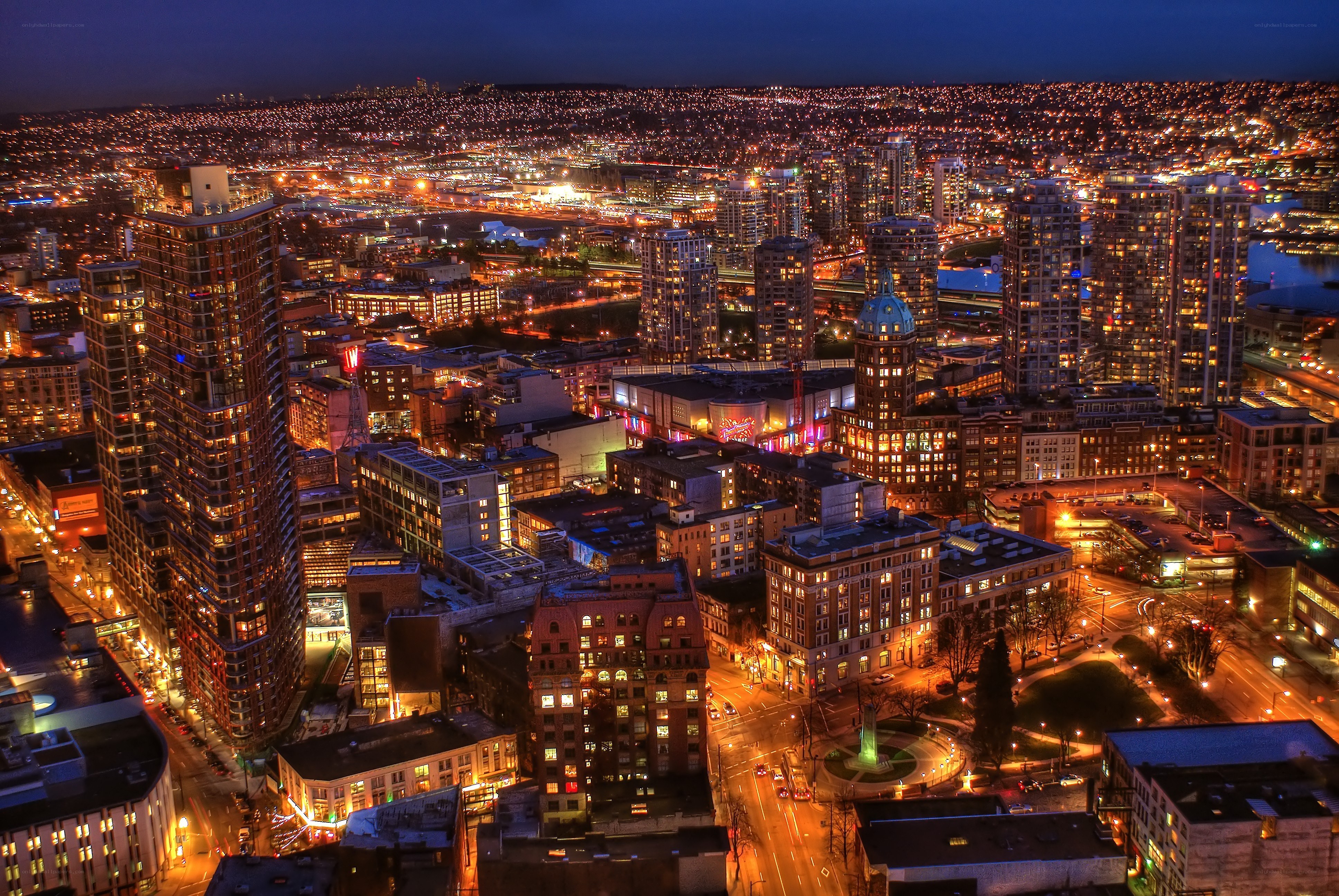 Vancouver cityscape at night