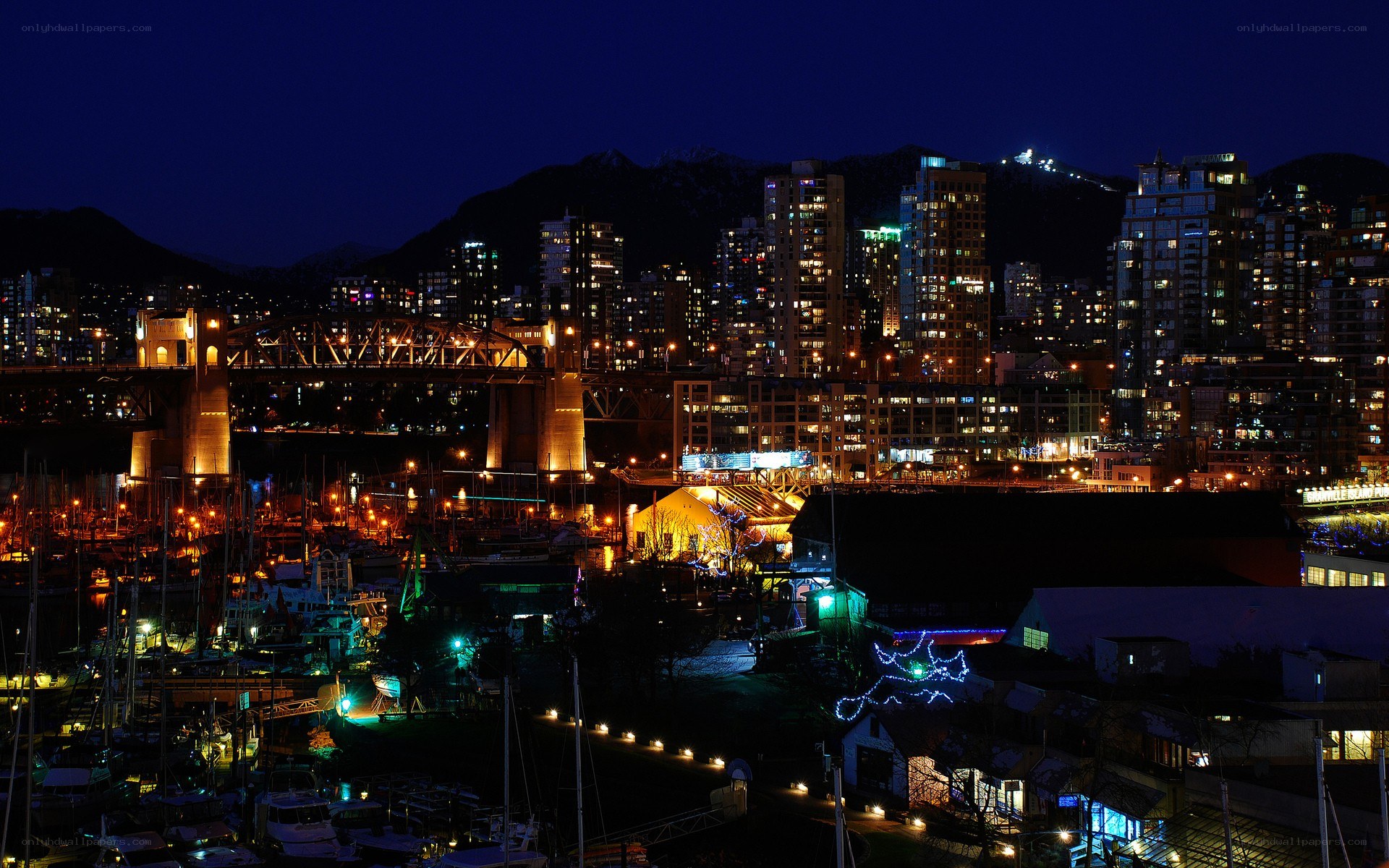 Vancouver cityscape at night