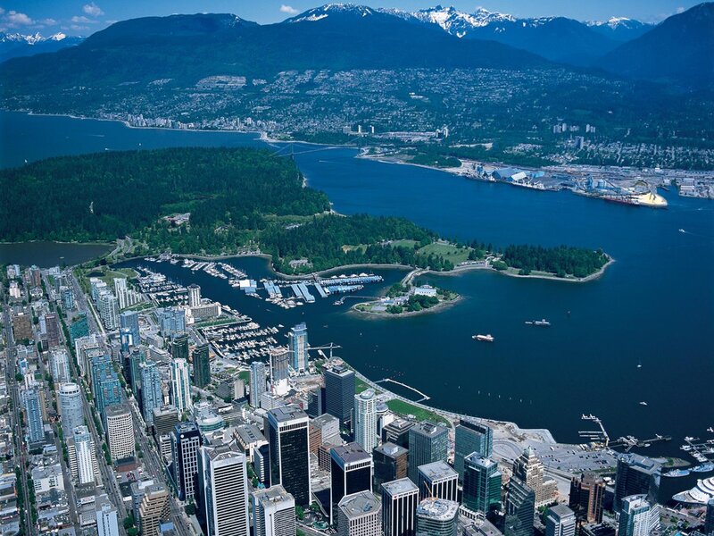 Vancouver cityscape with mountains