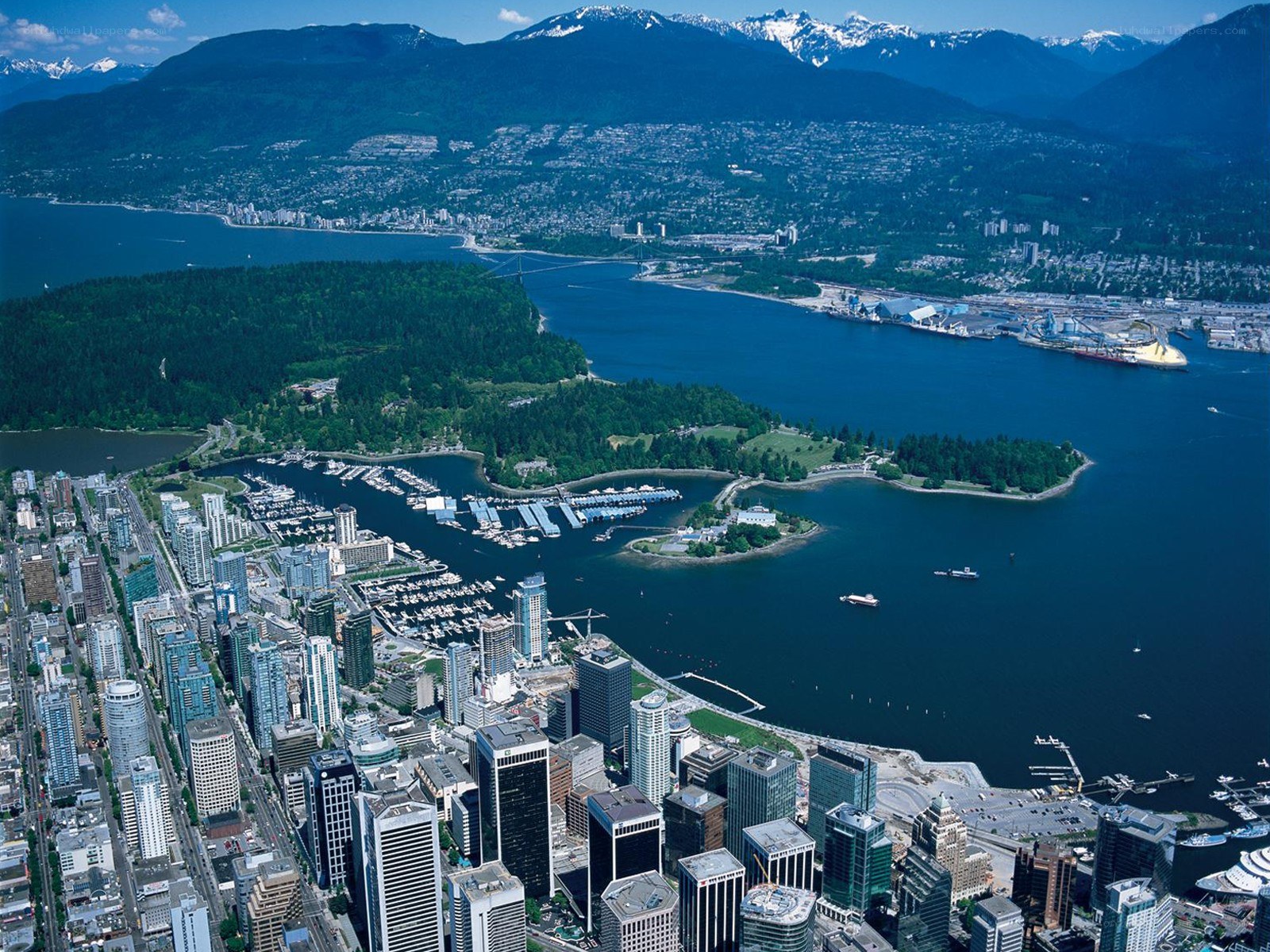 Vancouver cityscape with mountains