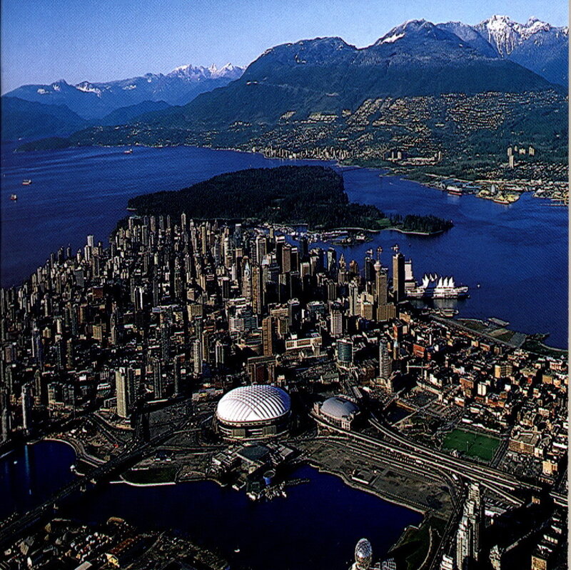 Vancouver cityscape with mountains