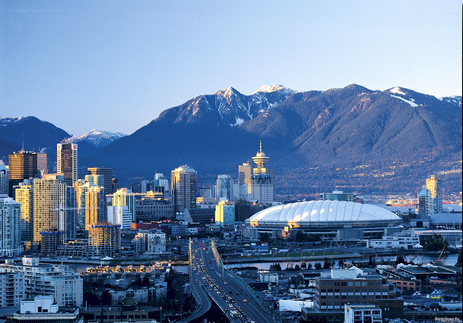 Vancouver cityscape with mountains
