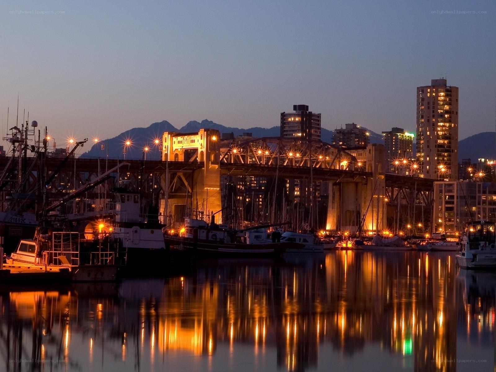 Vancouver harbor at dusk
