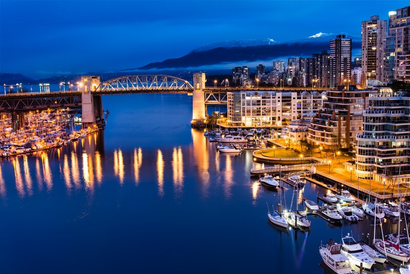 Vancouver Harbor at Night — Blue