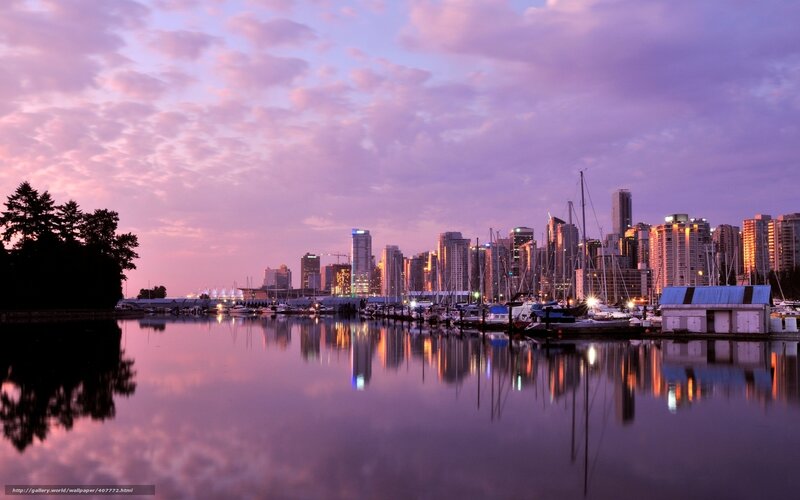 Vancouver skyline at dusk