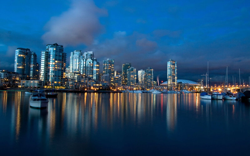 Vancouver skyline at dusk