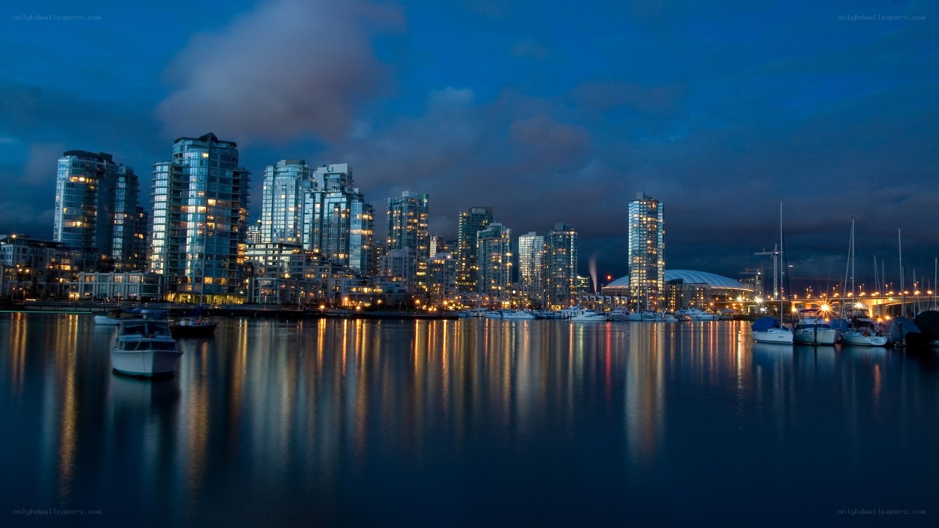 Vancouver skyline at dusk