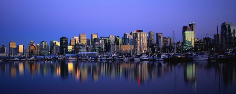 Vancouver skyline at dusk