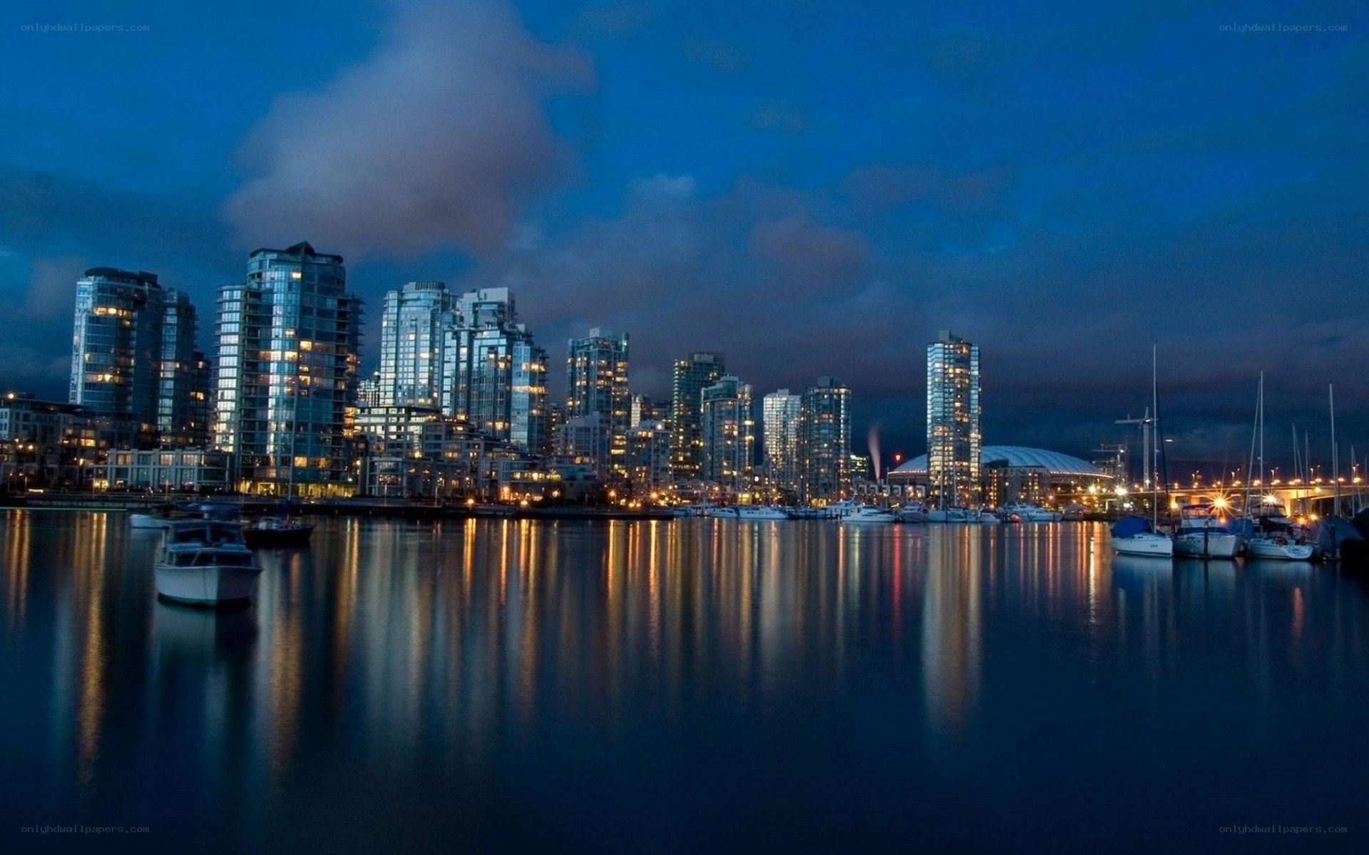 Vancouver skyline at dusk