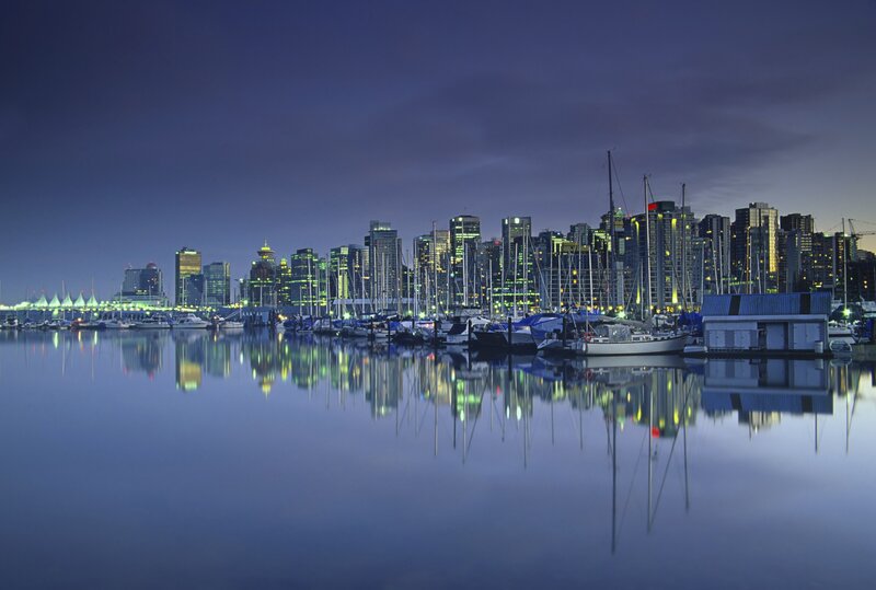 Vancouver skyline at dusk