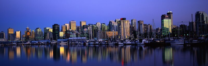 Vancouver skyline at dusk
