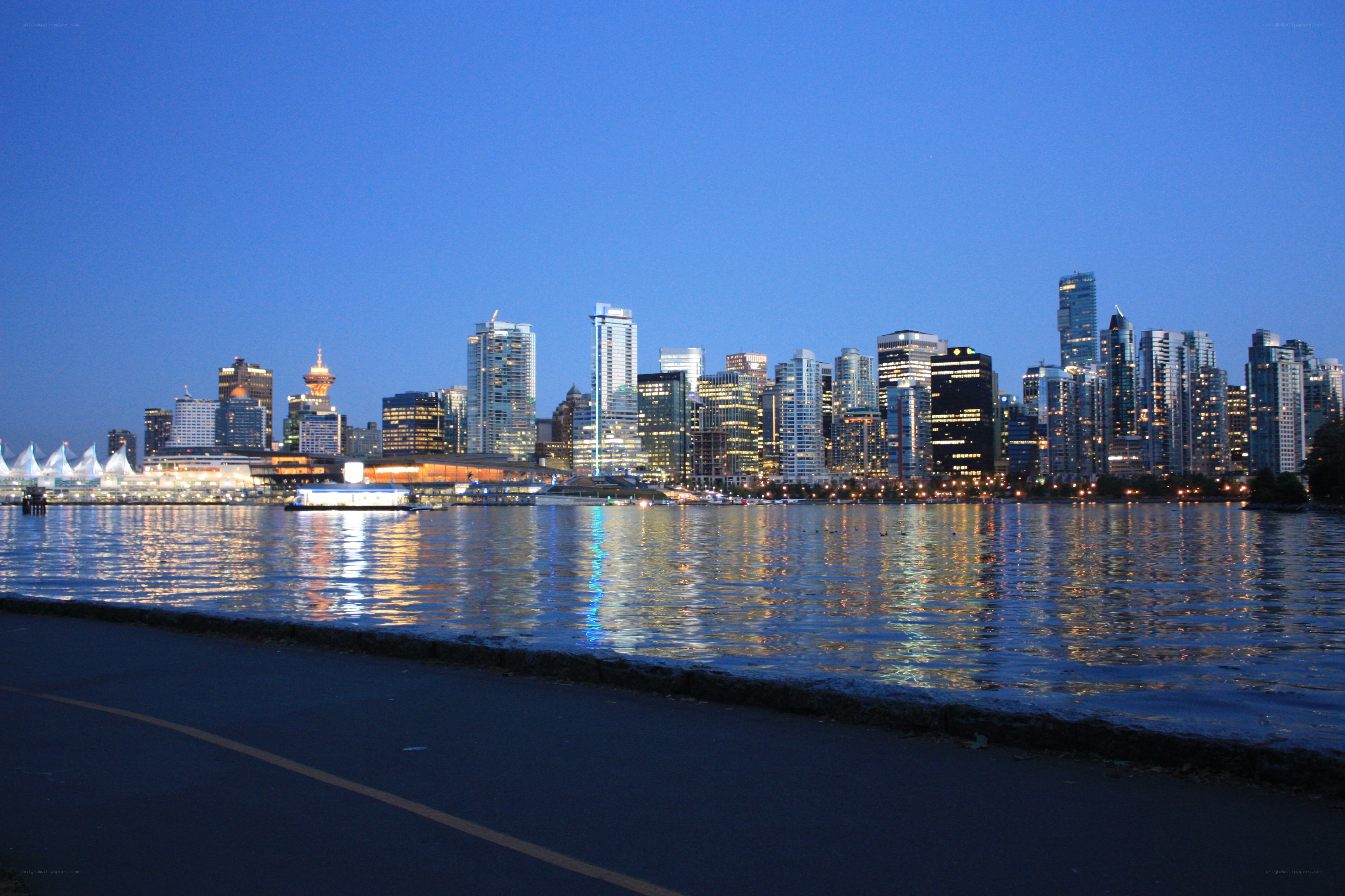 Vancouver skyline at dusk