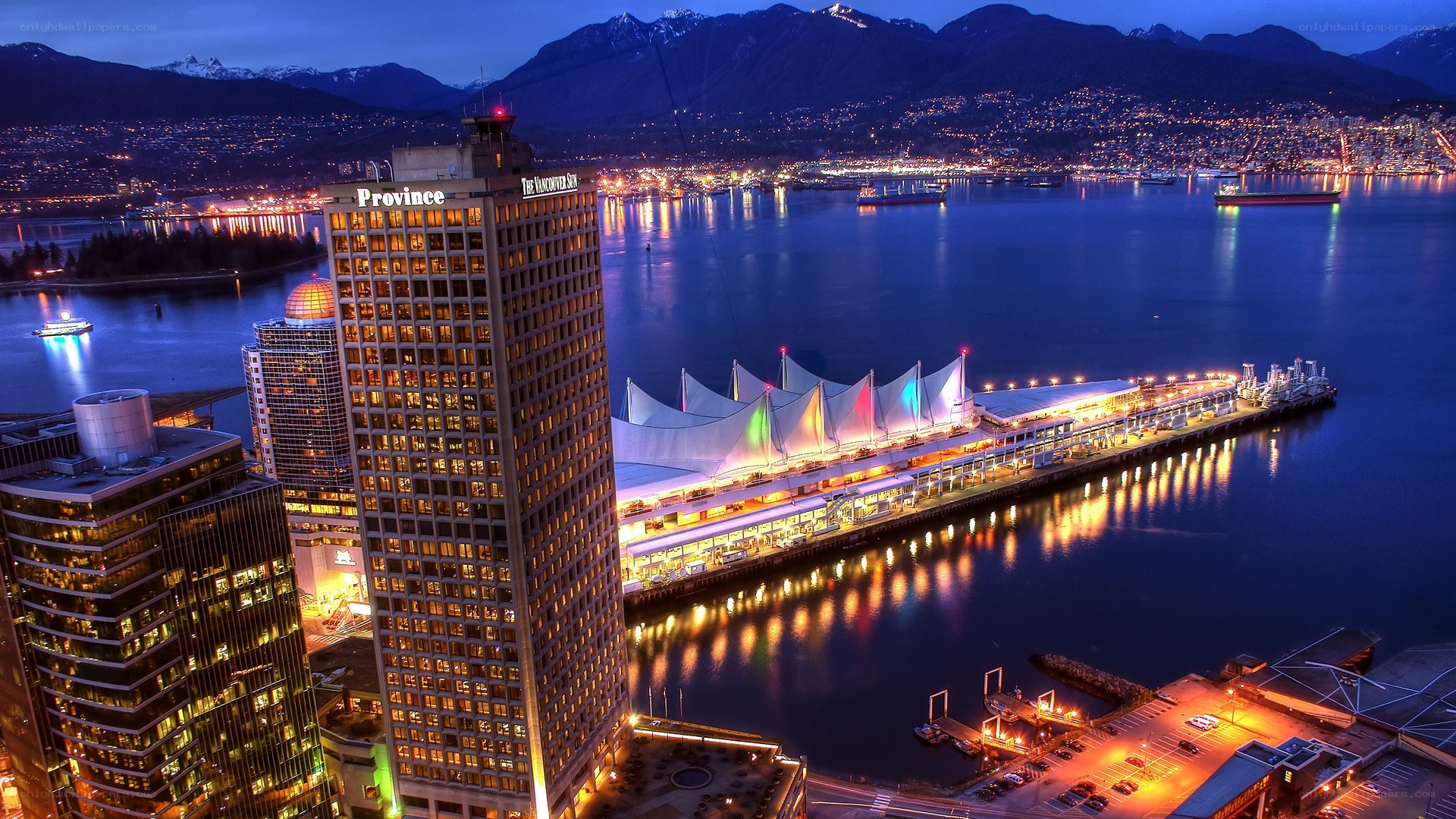 Vancouver skyline at dusk