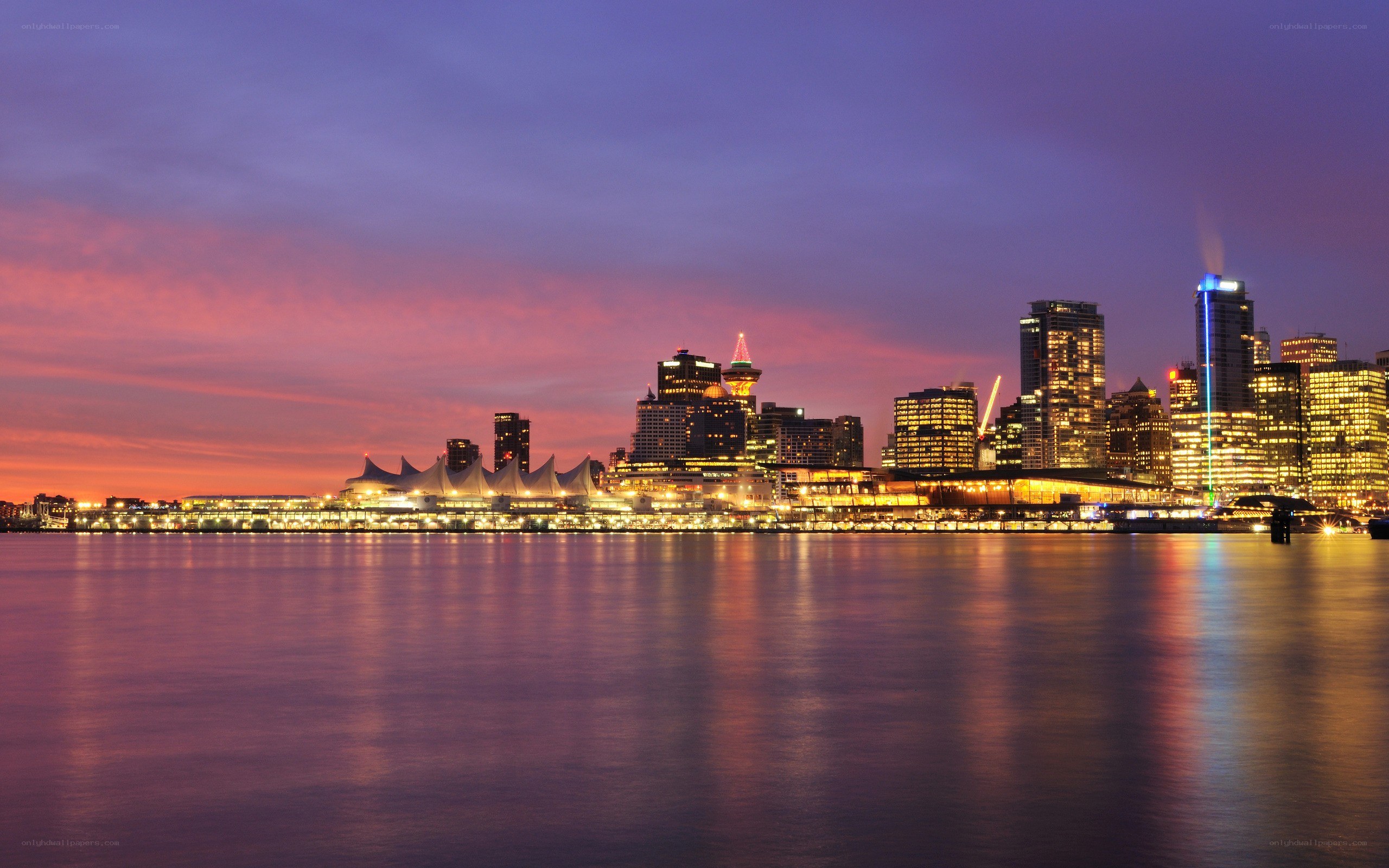 Vancouver skyline at dusk