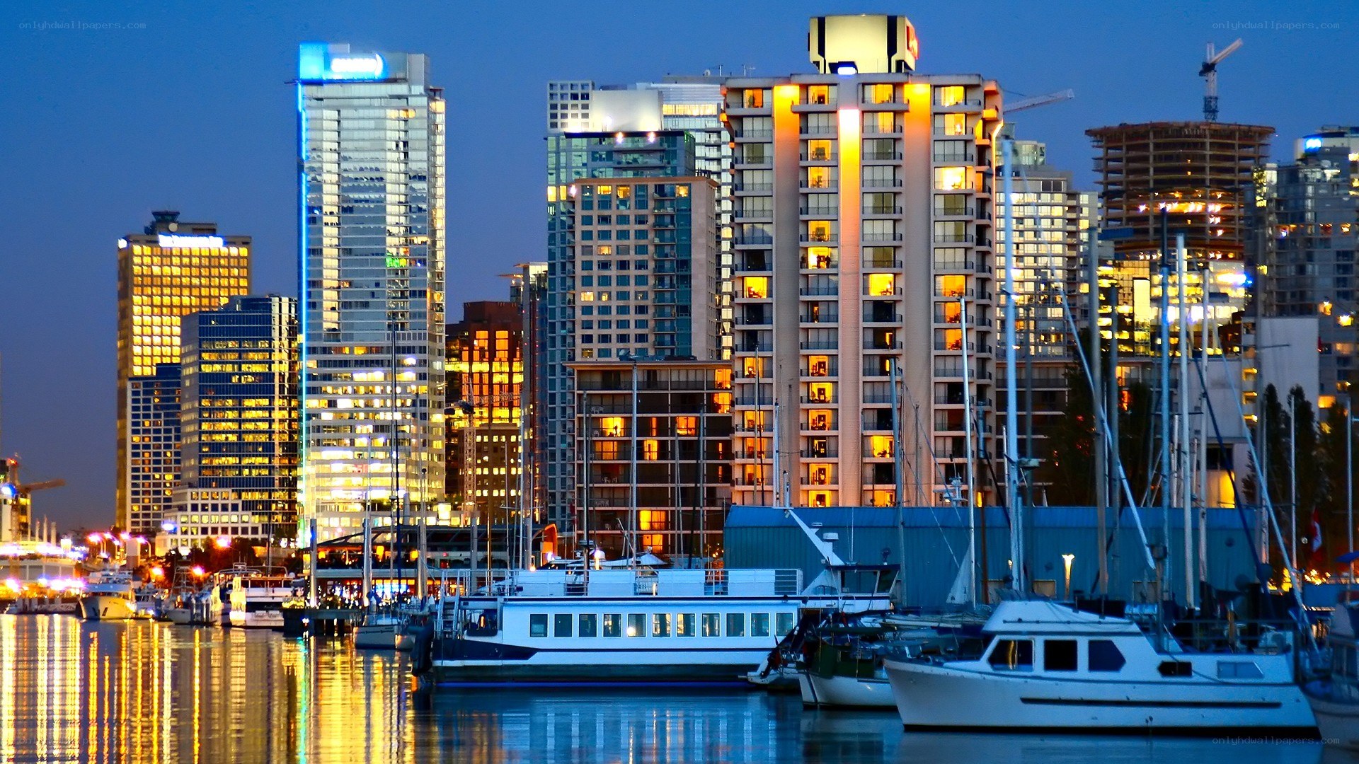Vancouver skyline at dusk