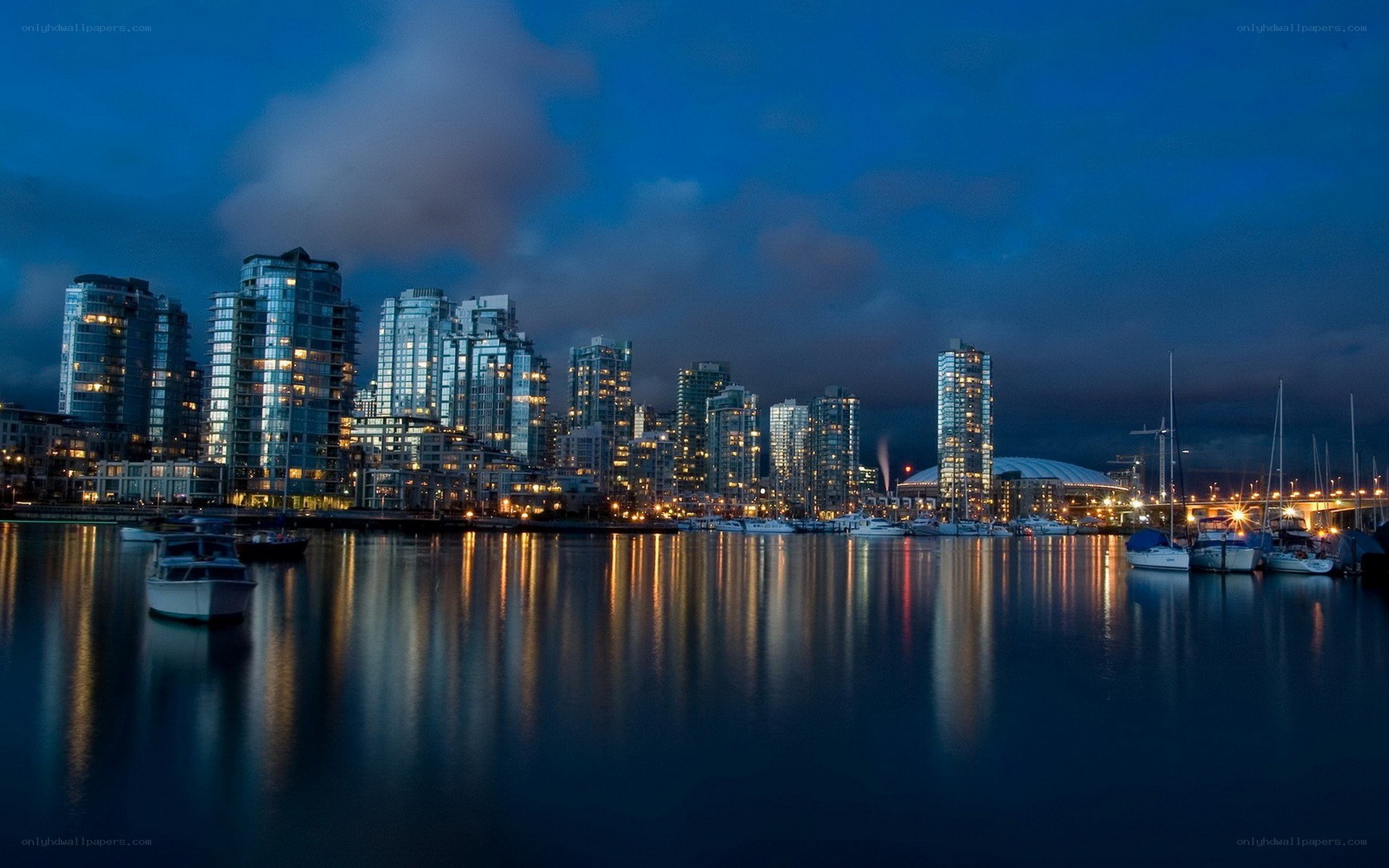 Vancouver skyline at dusk