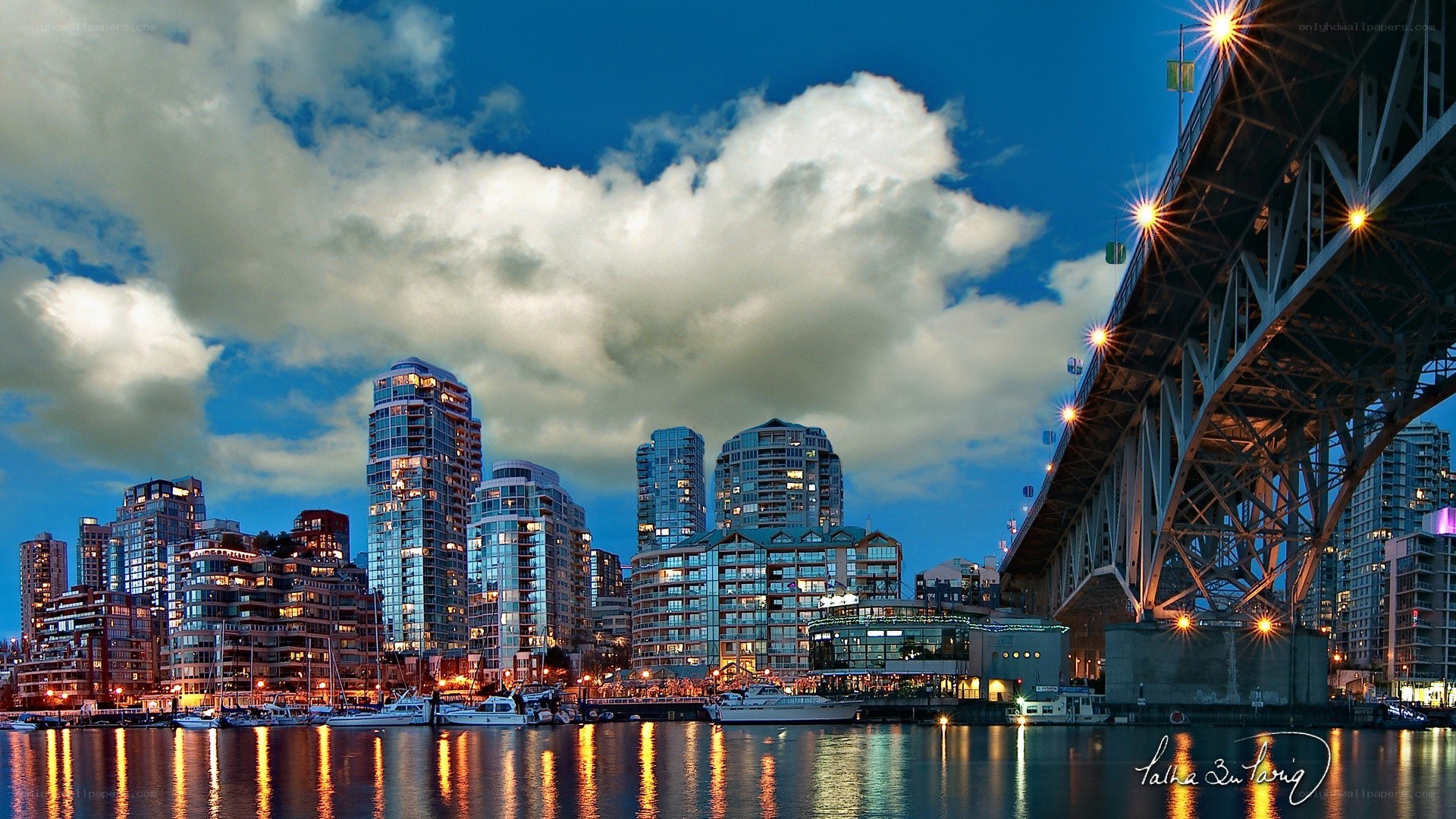 Vancouver skyline at dusk