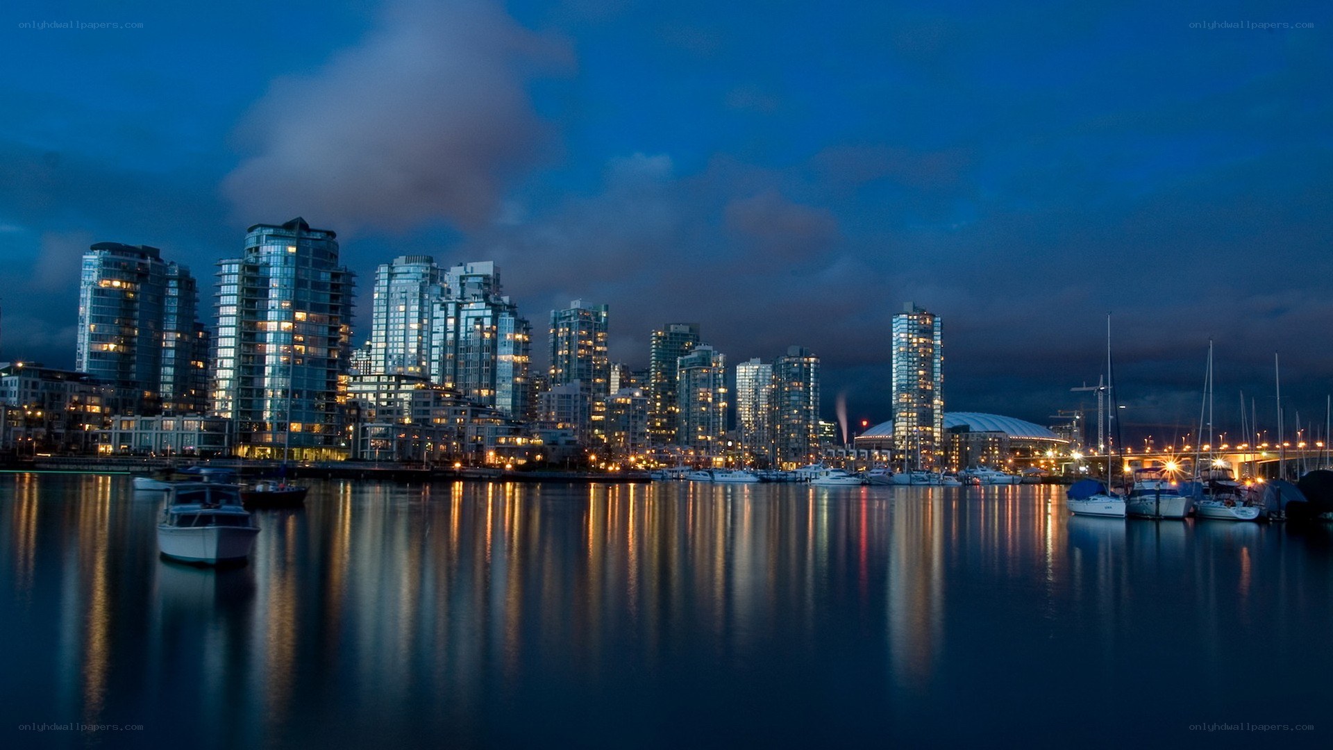 Vancouver skyline at dusk
