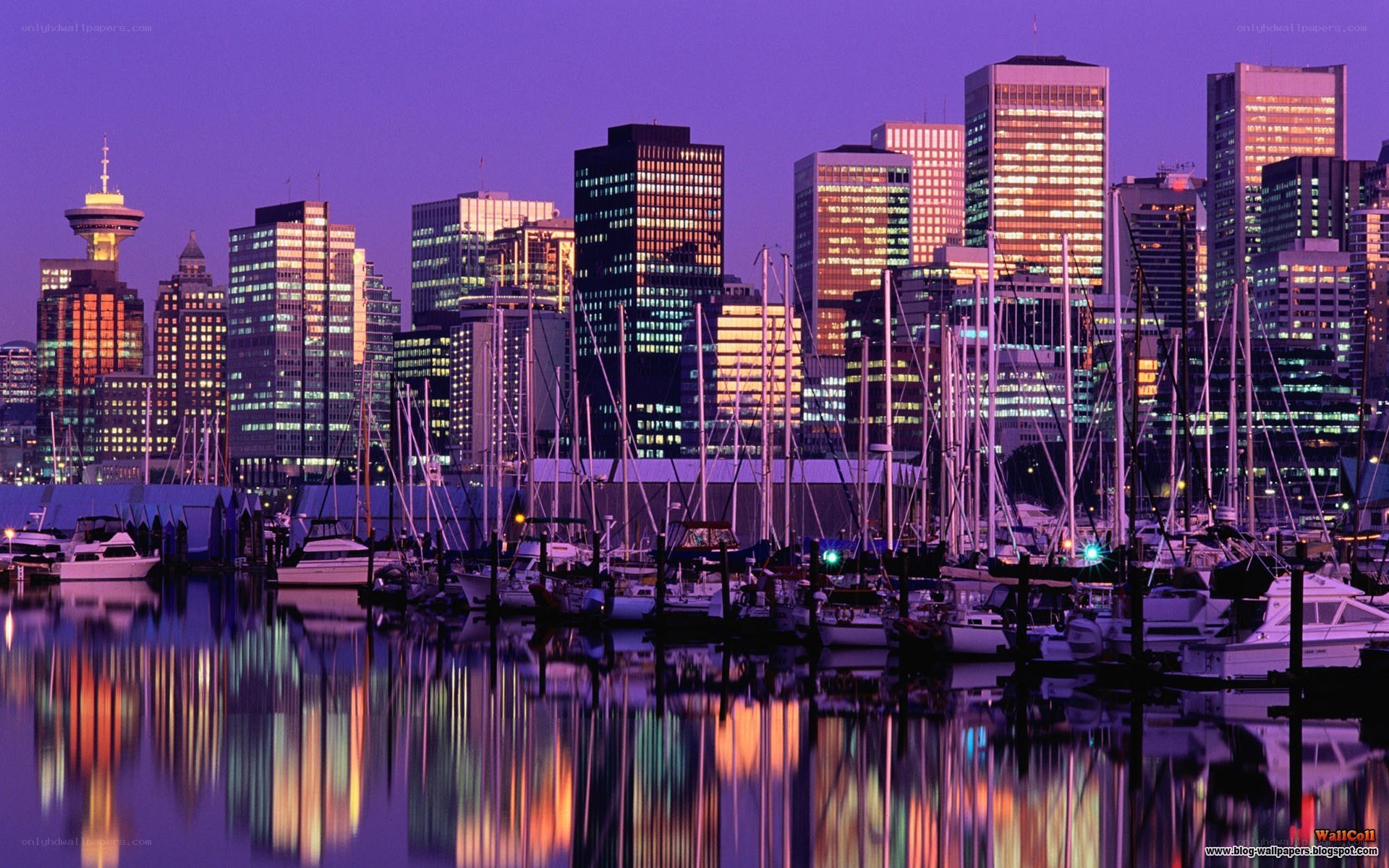 Vancouver skyline at dusk