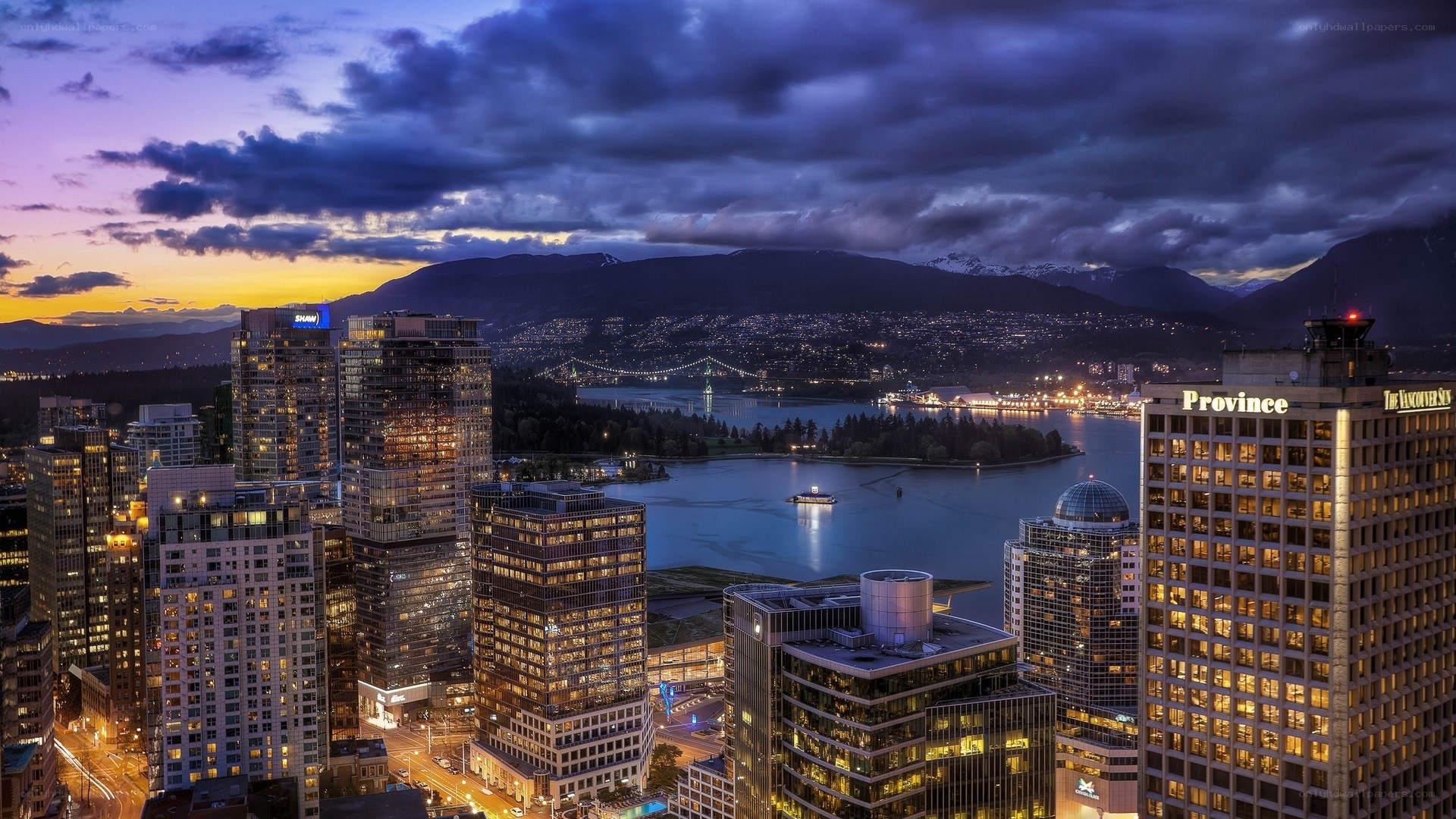 Vancouver skyline at dusk